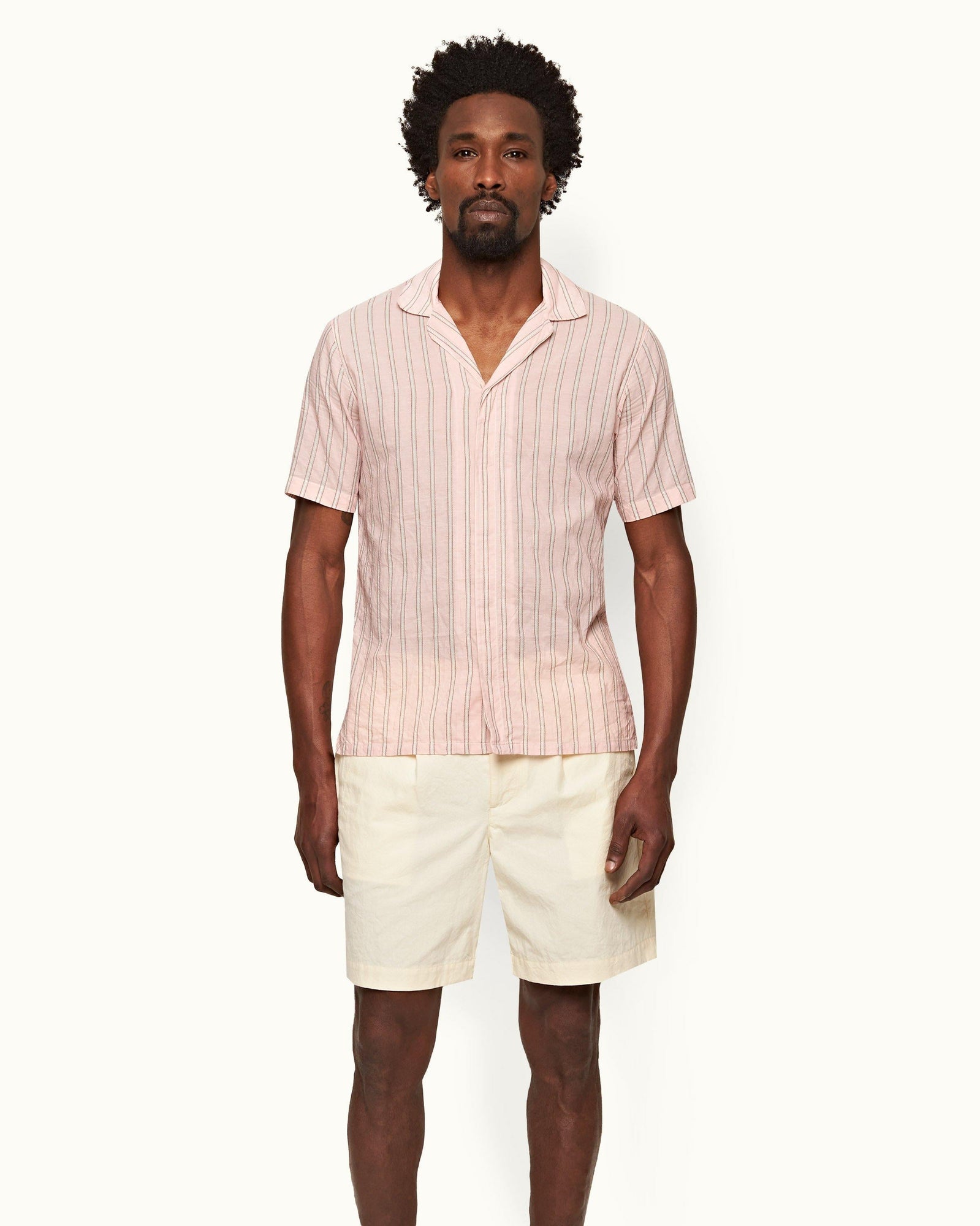 White Sand Tailored Fit Single Pleat Cotton Shorts | White Sand
