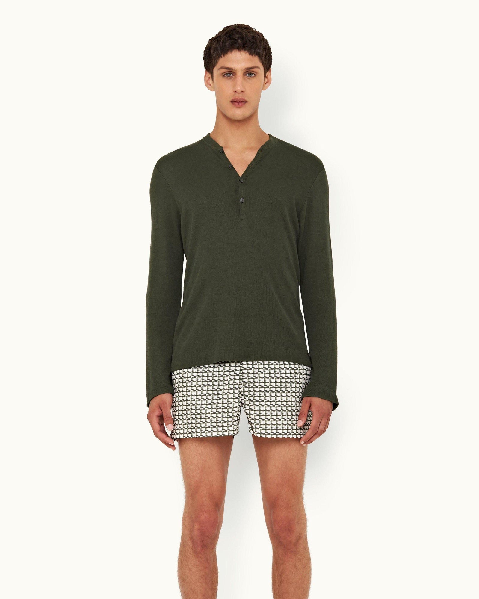 Forest Night Classic Fit Long-Sleeve Cashmere T-shirt | Forest Night