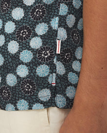 Hibbert Daisy Print Classic Fit Capri Collar Shirt in Springfield Blue | Springfield Blue