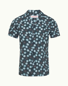 Hibbert Daisy Print Classic Fit Capri Collar Shirt in Springfield Blue | Springfield Blue
