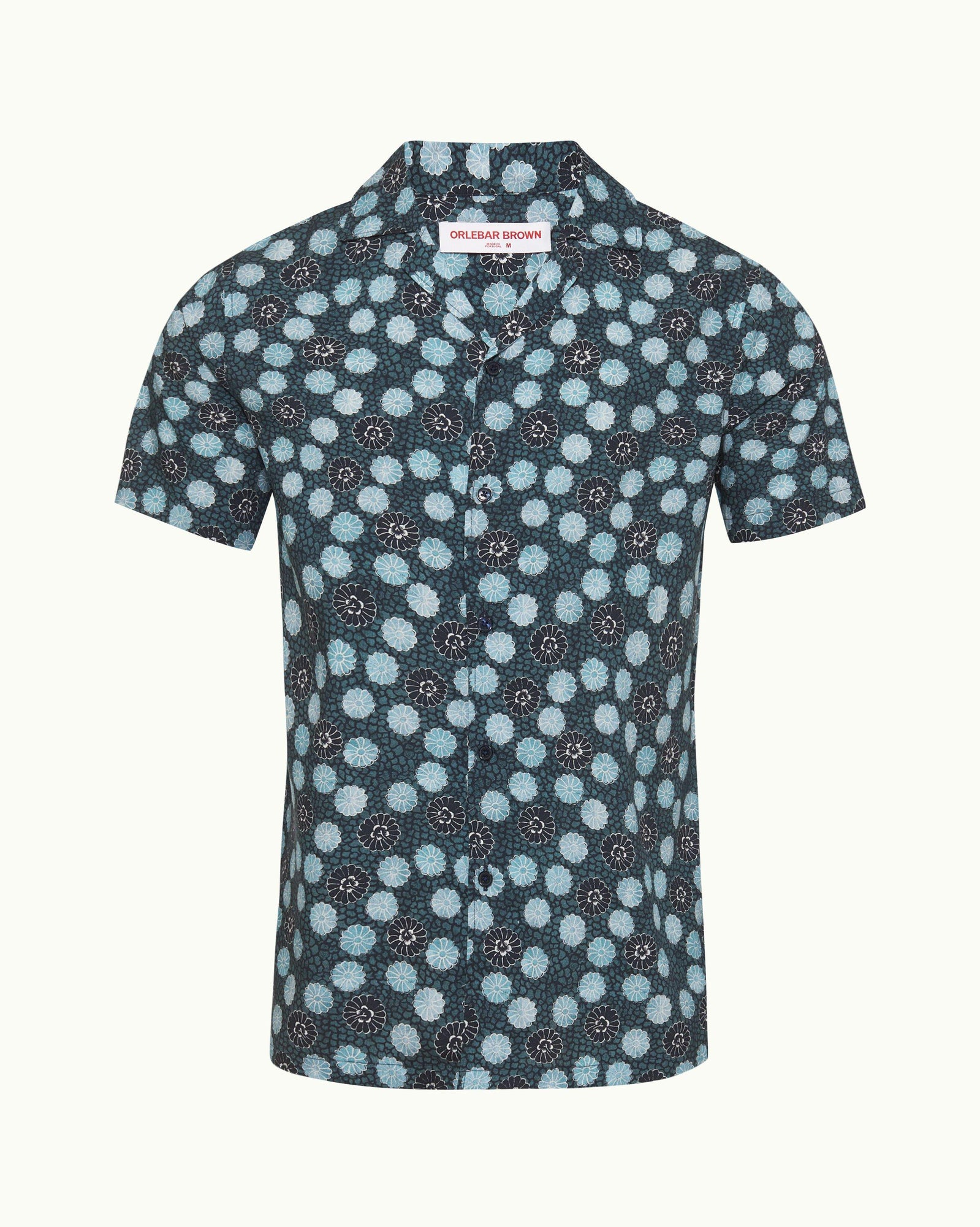 Hibbert Daisy Print Classic Fit Capri Collar Shirt in Springfield Blue | Springfield Blue