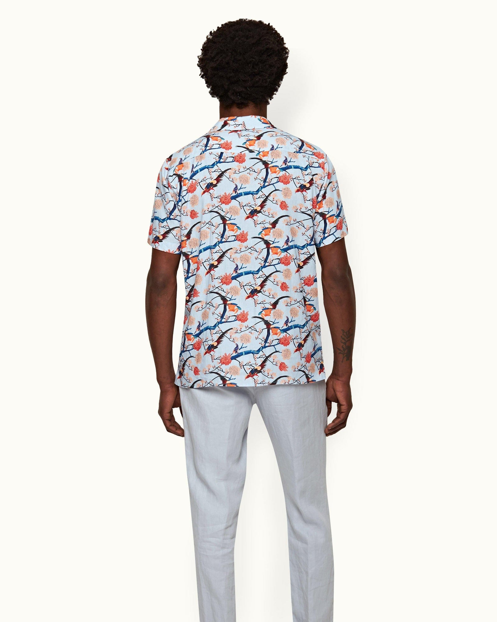 Hibbert Light Island Sky Flight Of Fantasy Capri Collar Short-Sleeve Shirt | Light Island Sky