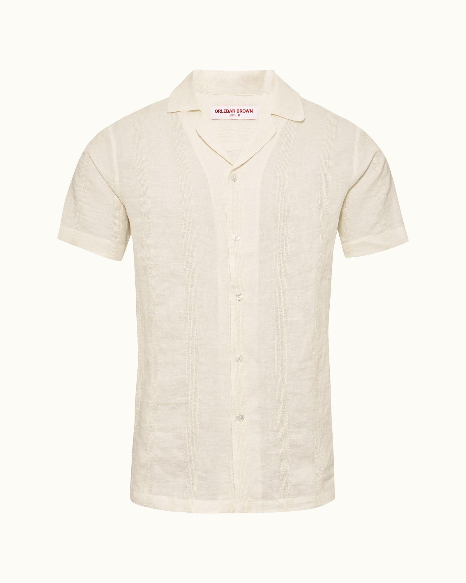Hibbert Linen Sandbar Capri Collar Short-Sleeve Stripe Linen Shirt | Sandbar