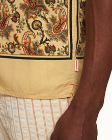 Shimmer Sunny Paisley Capri Collar Short-Sleeve Shirt | Shimmer