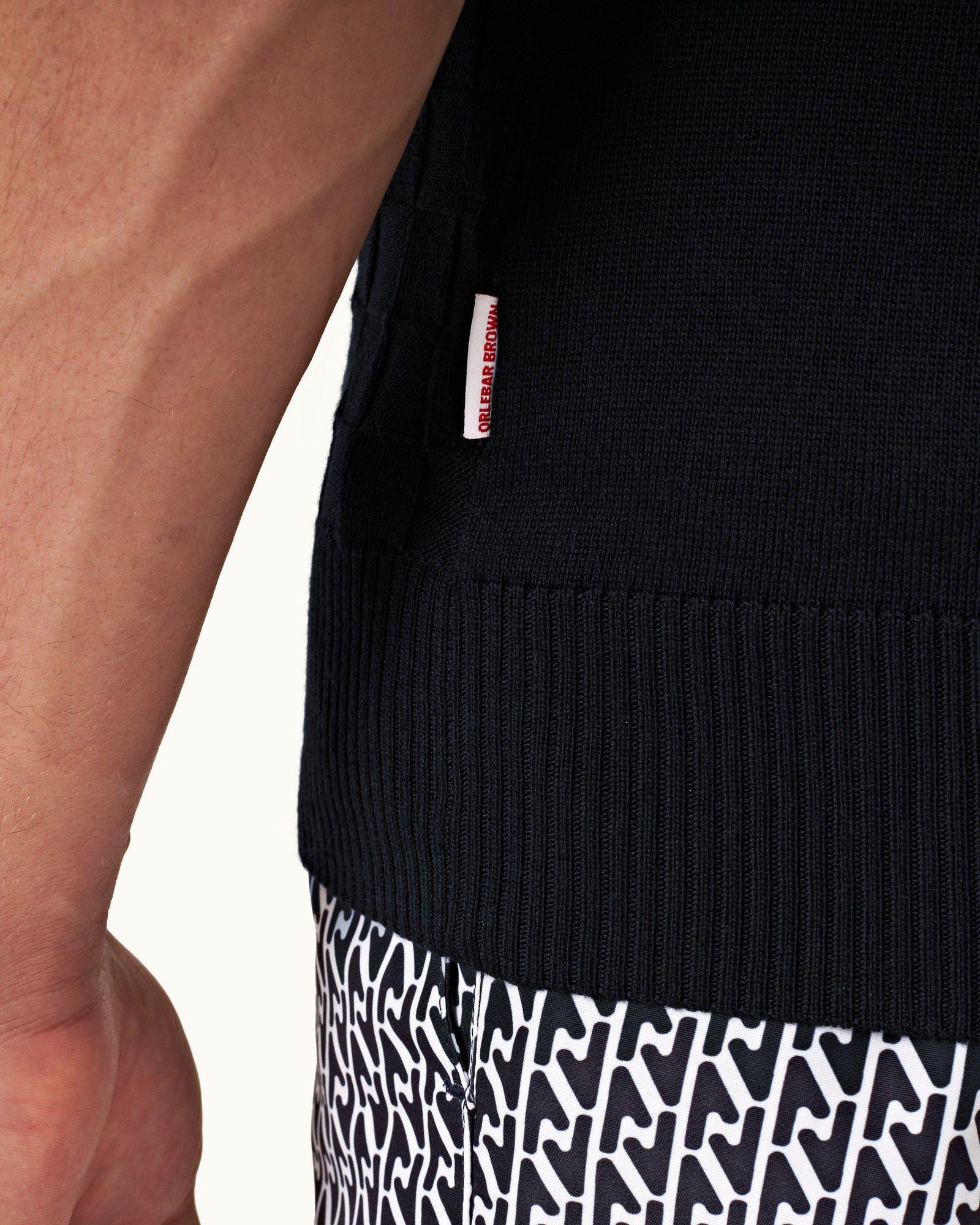 Horton Silk Night Iris Checkerboard Resort Placket Silk Polo Shirt | Night Iris