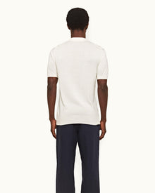 Sea Mist Tailored Fit Silk-Cotton Chevron Polo Shirt | Sea Mist