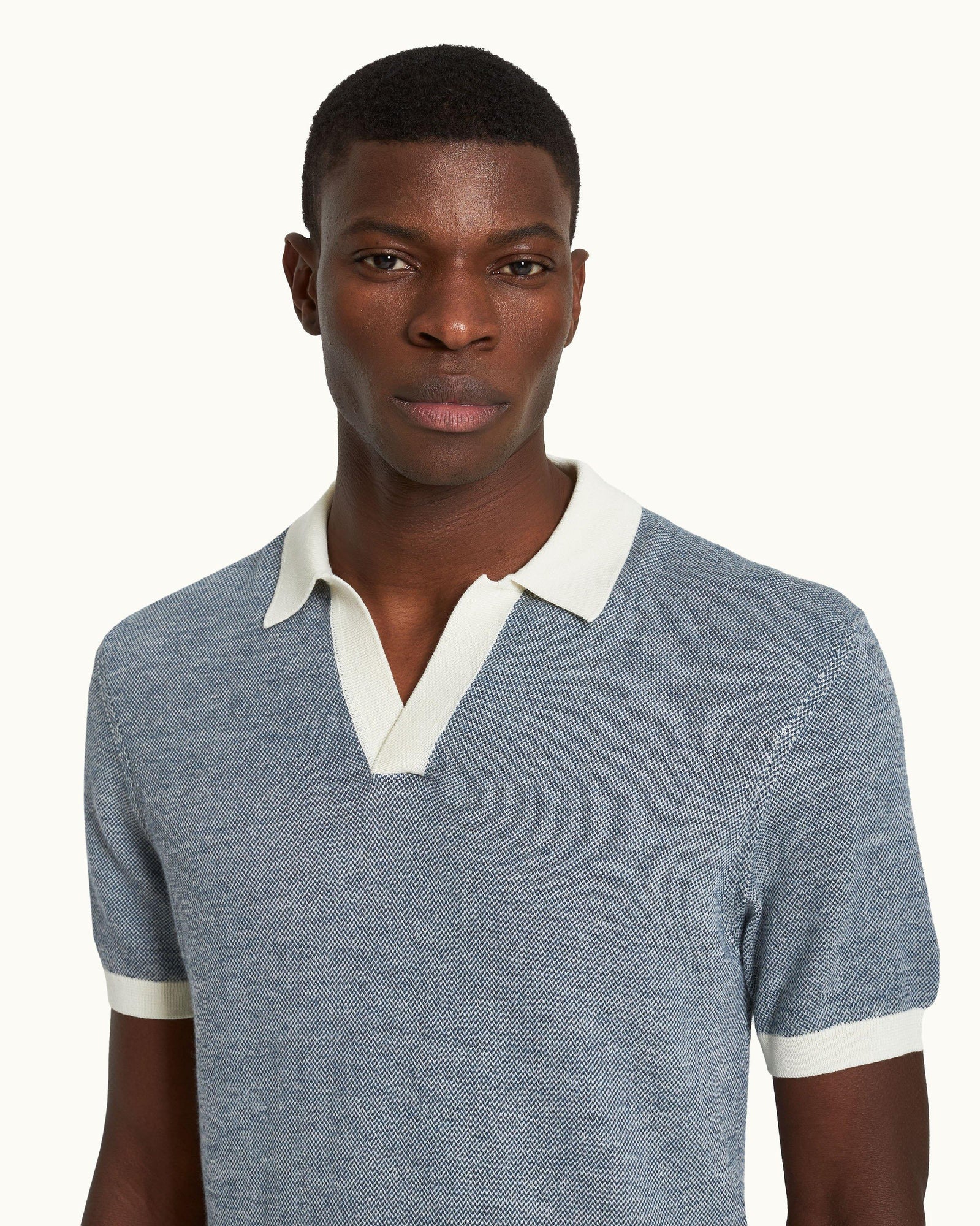 Men | Horton Merino Polo | Dark Aquamarine/White Sand