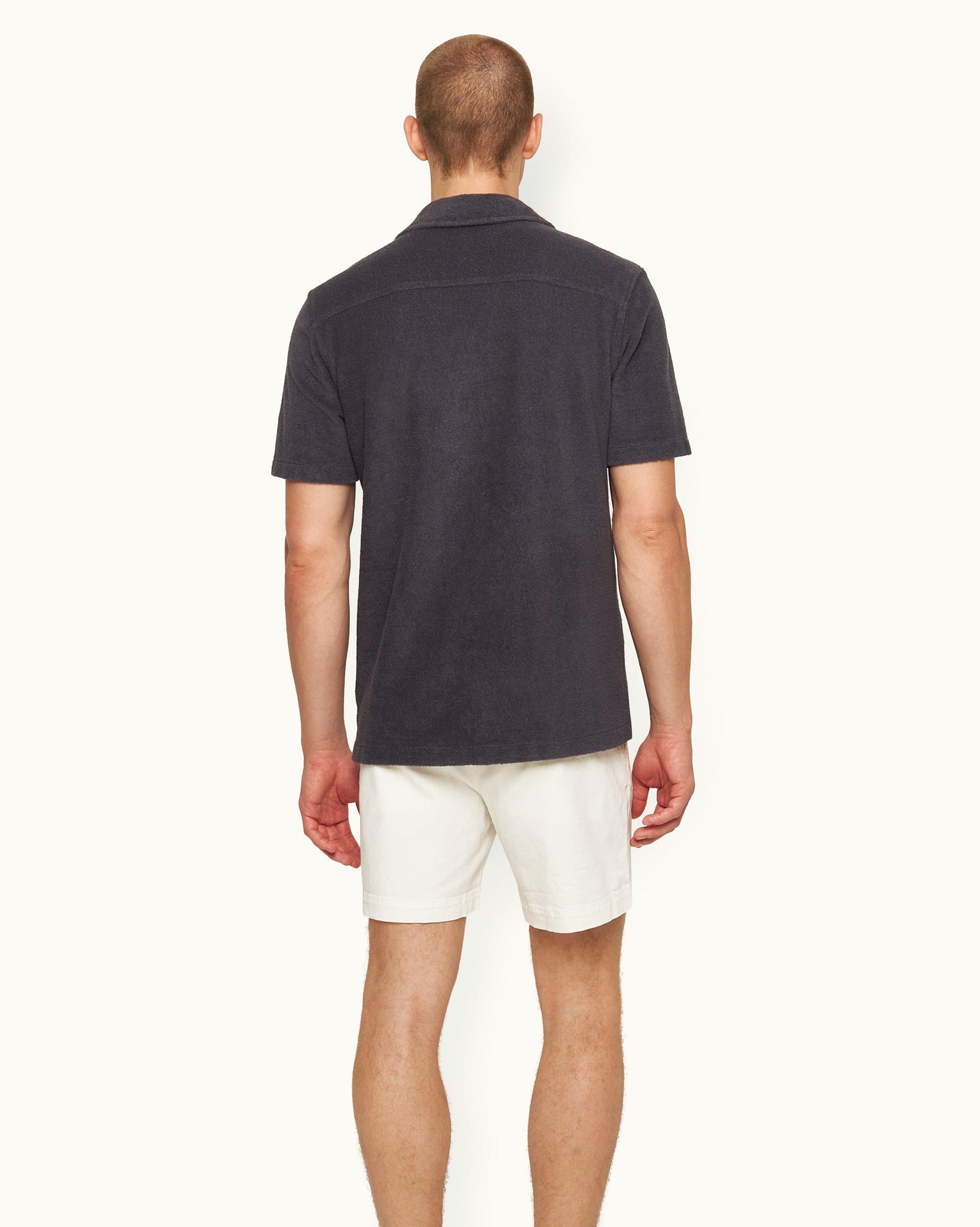 Howell Piranha Grey Relaxed Fit Cotton Towelling Shirt | Piranha Grey