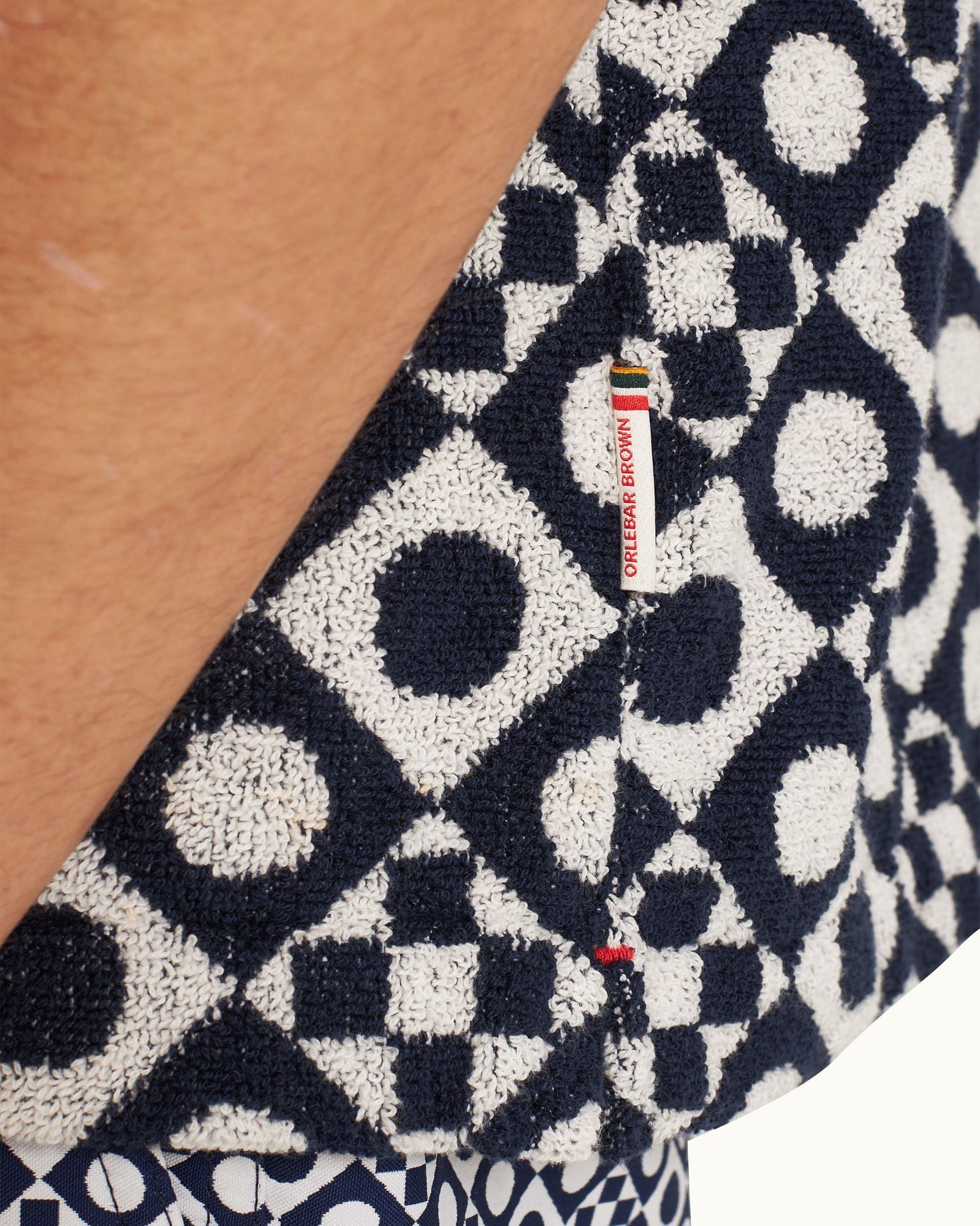 Howell Towelling Domi Jacquard Capri Collar Cotton Towelling Shirt in Night Iris/White Sand | Night Iris/White Sand