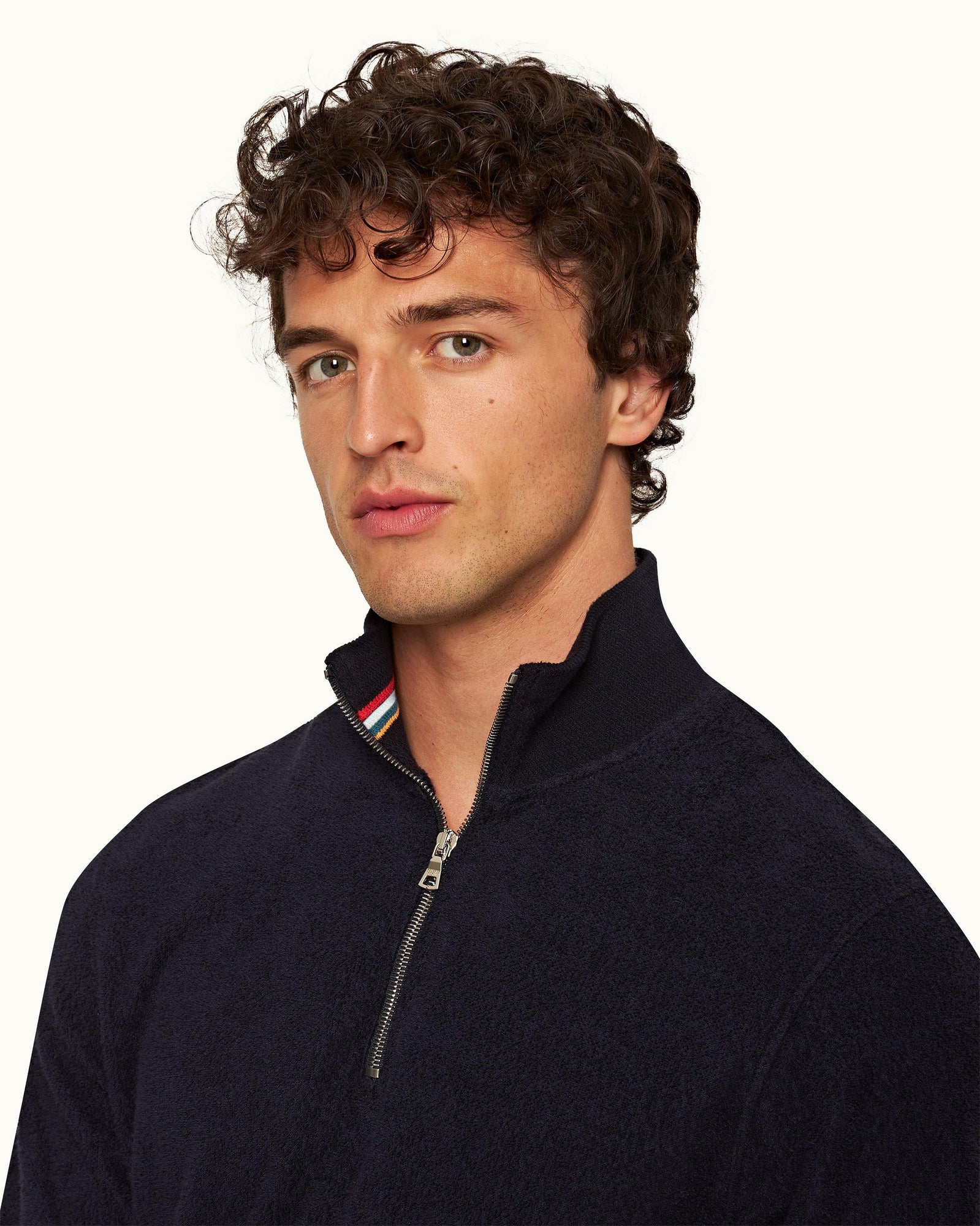 Night Iris Classic Fit Mix Texture Sweatshirt | Night Iris