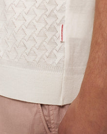 Jarrett Jacquard Classic Fit Jacquard Knitted Rib Cotton-Modal Polo Shirt In White | White