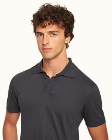 Jarrett Piranha Grey Classic Fit Knitted Rib Polo Shirt | Piranha Grey