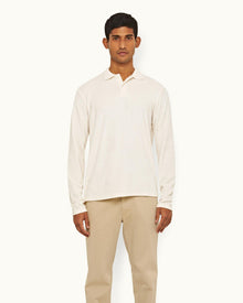 Matchstick Classic Fit Organic Towelling Long-sleeve Polo Shirt | Matchstick