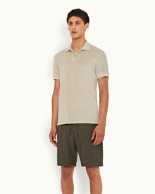Parched Green Classic Fit Towelling Polo Shirt | Parched Green