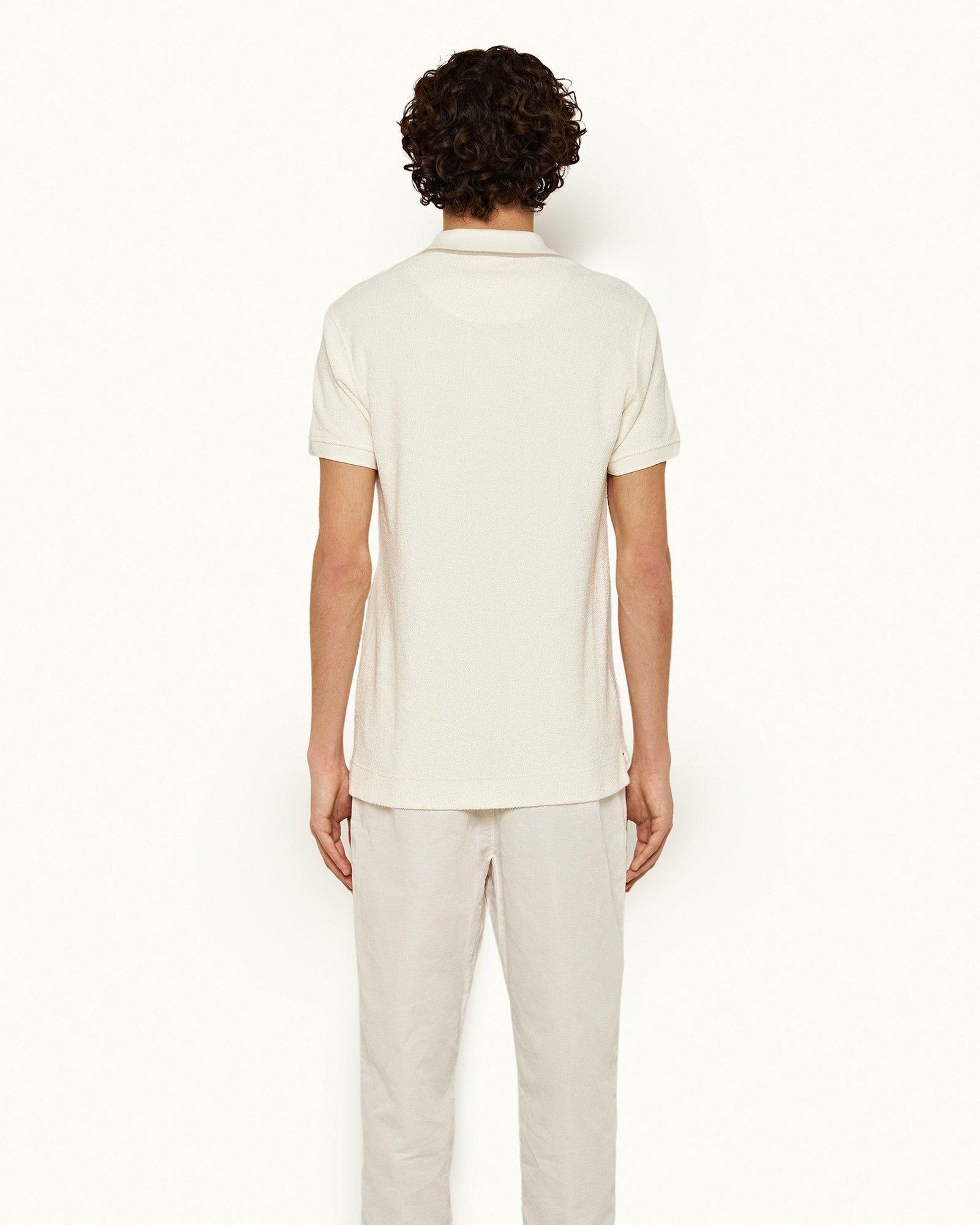 White Sand Classic Fit Half-Zip Towelling Polo Shirt | White Sand