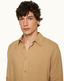 Men | Justin Linen Shirt | Biscuit