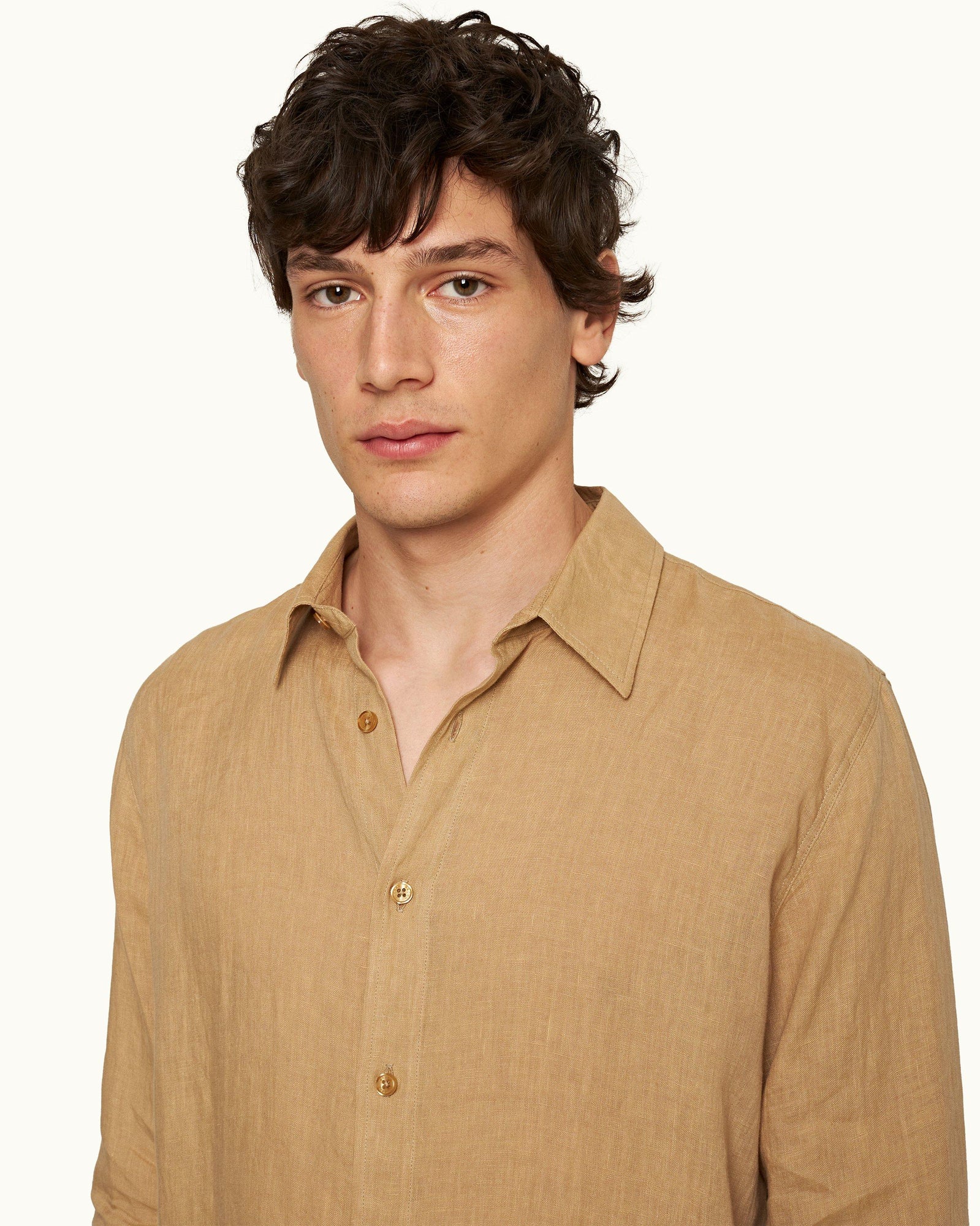 Men | Justin Linen Shirt | Biscuit
