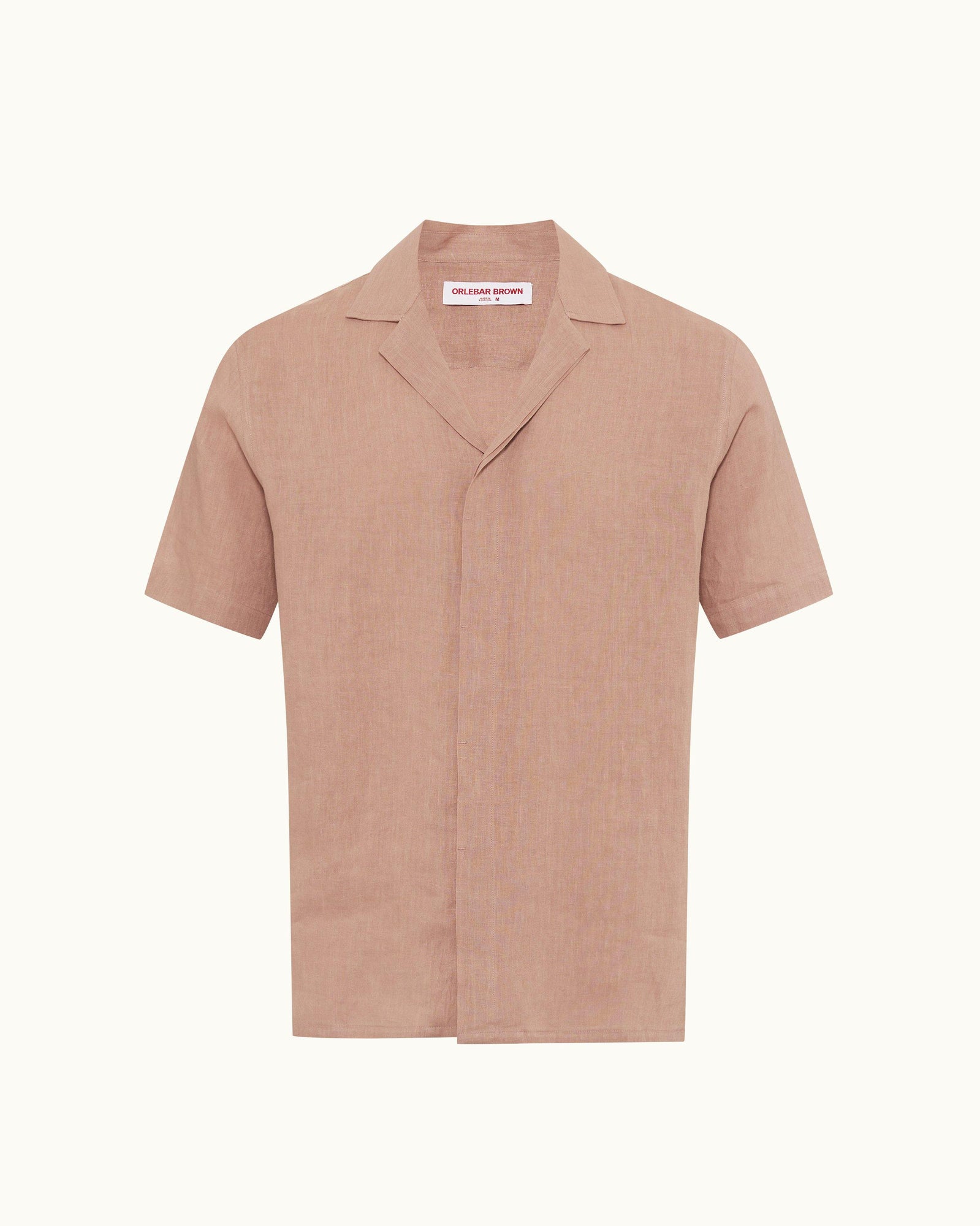 Maitan Linen Relaxed Fit Capri Collar Italian Linen Shirt In Caramel Pink | Caramel Pink