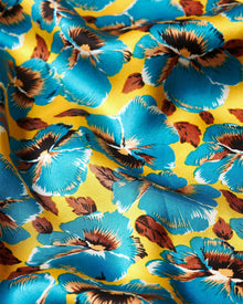 Petal Print Relaxed Fit Capri Collar Silk Shirt Woven In Italy in Lemon Meringue colour | Lemon Meringue