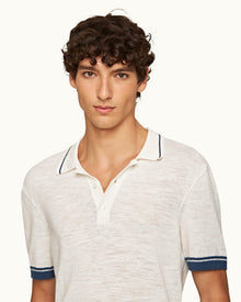 Men | Maranon Cotton Linen Polo | White Sand