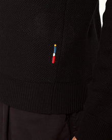 Black Classic Fit Long-Sleeve Mercerised Cotton Polo Shirt | Black