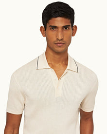 Sea Mist/Truffle Rib Tipping Collar Organic Mercerized Cotton Polo Shirt | Sea Mist/Truffle