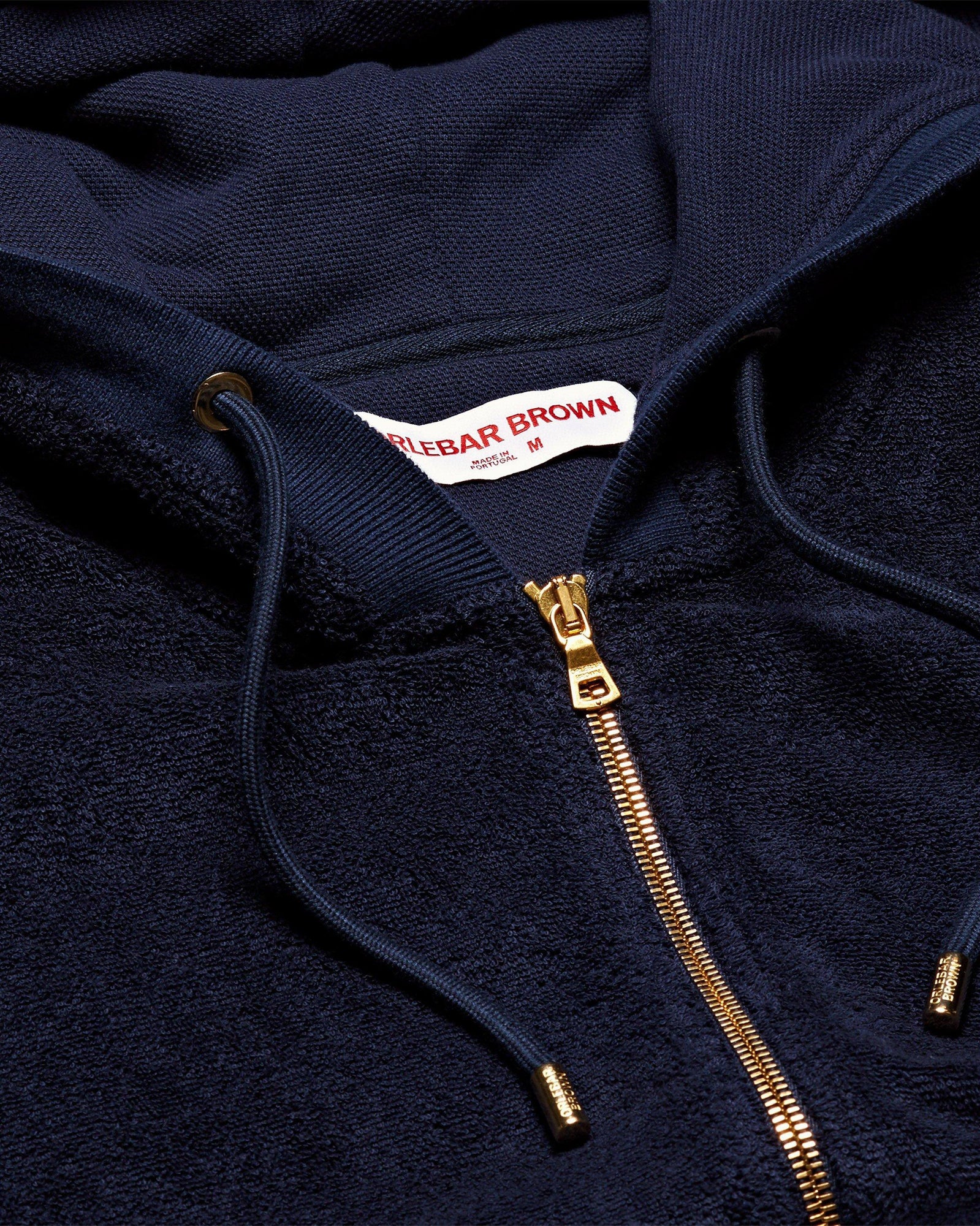 Mathers Towelling Navy Zip-Thru Towelling Hooded Sweatshirt | Navy