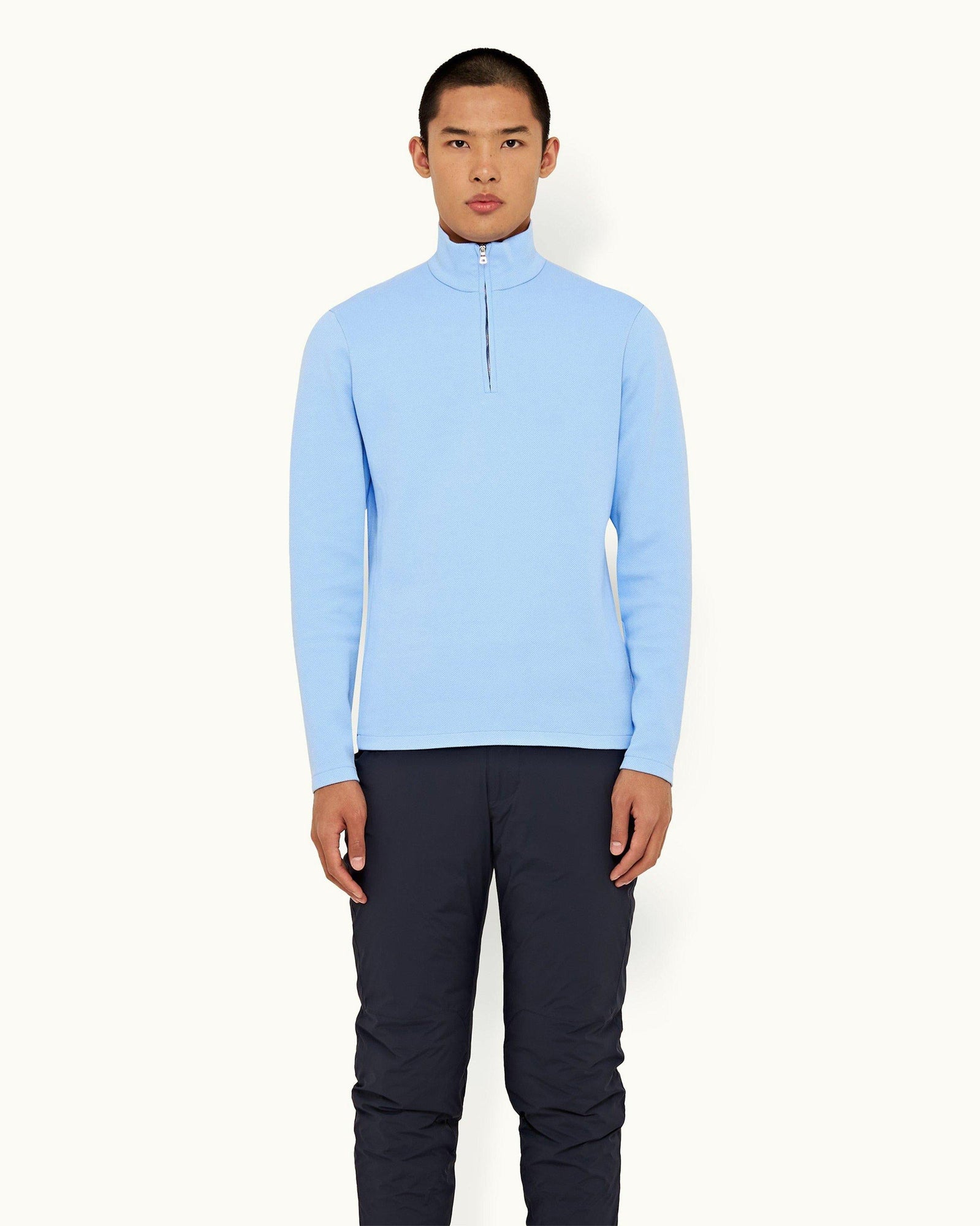Glacier Blue Half-Zip Long-Sleeve Polo Shirt | Glacier Blue