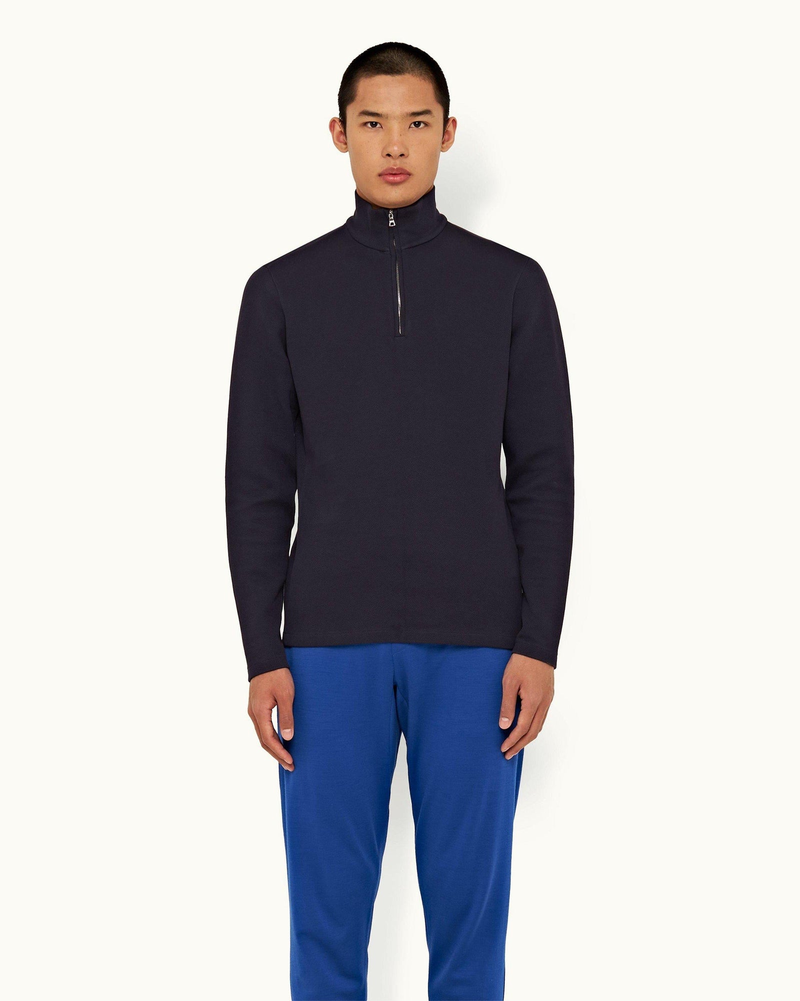 Night Iris Half-Zip Long-Sleeve Polo Shirt | Night Iris