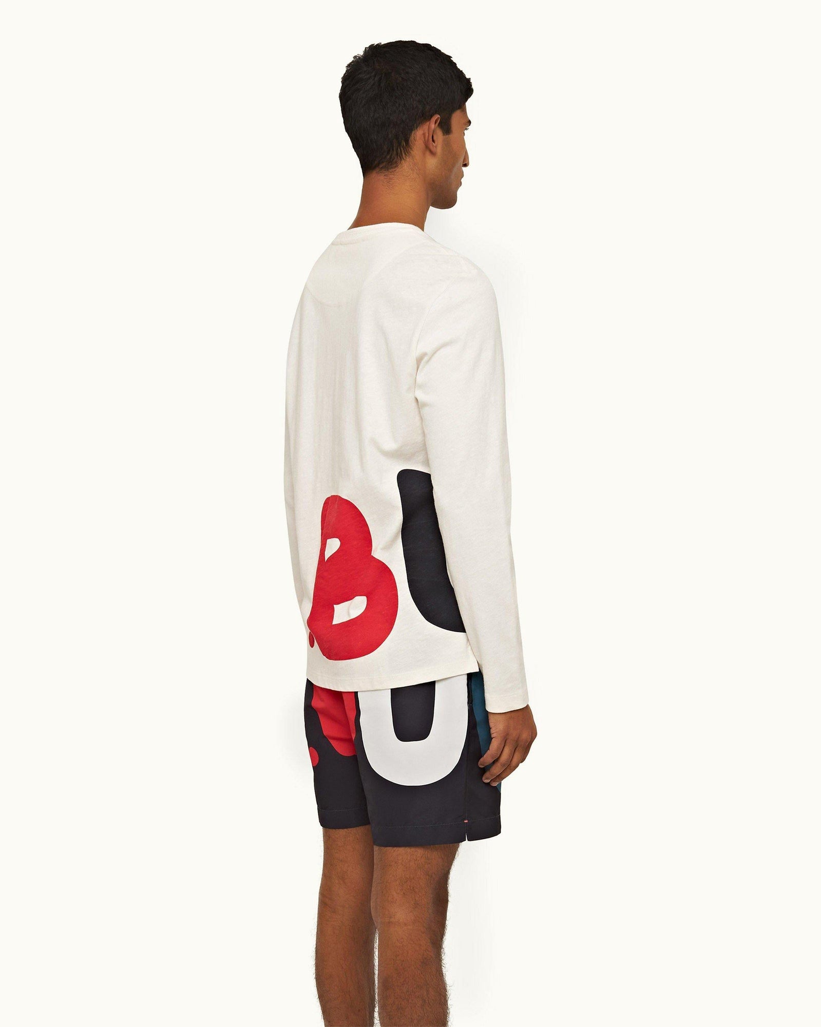 White Sand O.BUOY Classic Fit Long-Sleeve Cotton-Linen T-shirt | White Sand