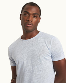 Ob-T Linen Crew Neck Linen T-shirt In Soft Blue | Soft Blue