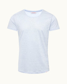 Ob-T Linen Crew Neck Linen T-shirt In Soft Blue | Soft Blue
