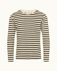 Cloud/Forest Night Stripe Tailored Fit Long-Sleeve Crew Neck T-shirt | Cloud/Forest Night