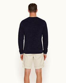Pierce Towelling Navy/Alabaster Classic Fit Towelling Sweatshirt | Navy/Alabaster