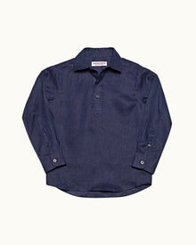 Kids | Navy Rhys Smart Linen Relaxed Overhead Shirt | Navy