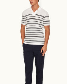 Men | Roddy Stripe Polo | White/Night Iris