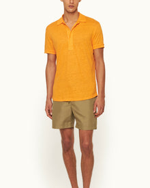 Men | Sebastian Linen Polo | Calypso Orange