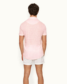 Sebastian Linen Rose Tailored Fit Short-Sleeve Linen Polo Shirt | Rose
