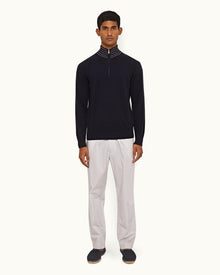 Oyster Grey Tailored Fit Single Pleat Stretch-Cotton Trousers | Oyster Grey