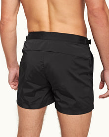 Black Bonded Tape Shorter-Length Swim Short | Black