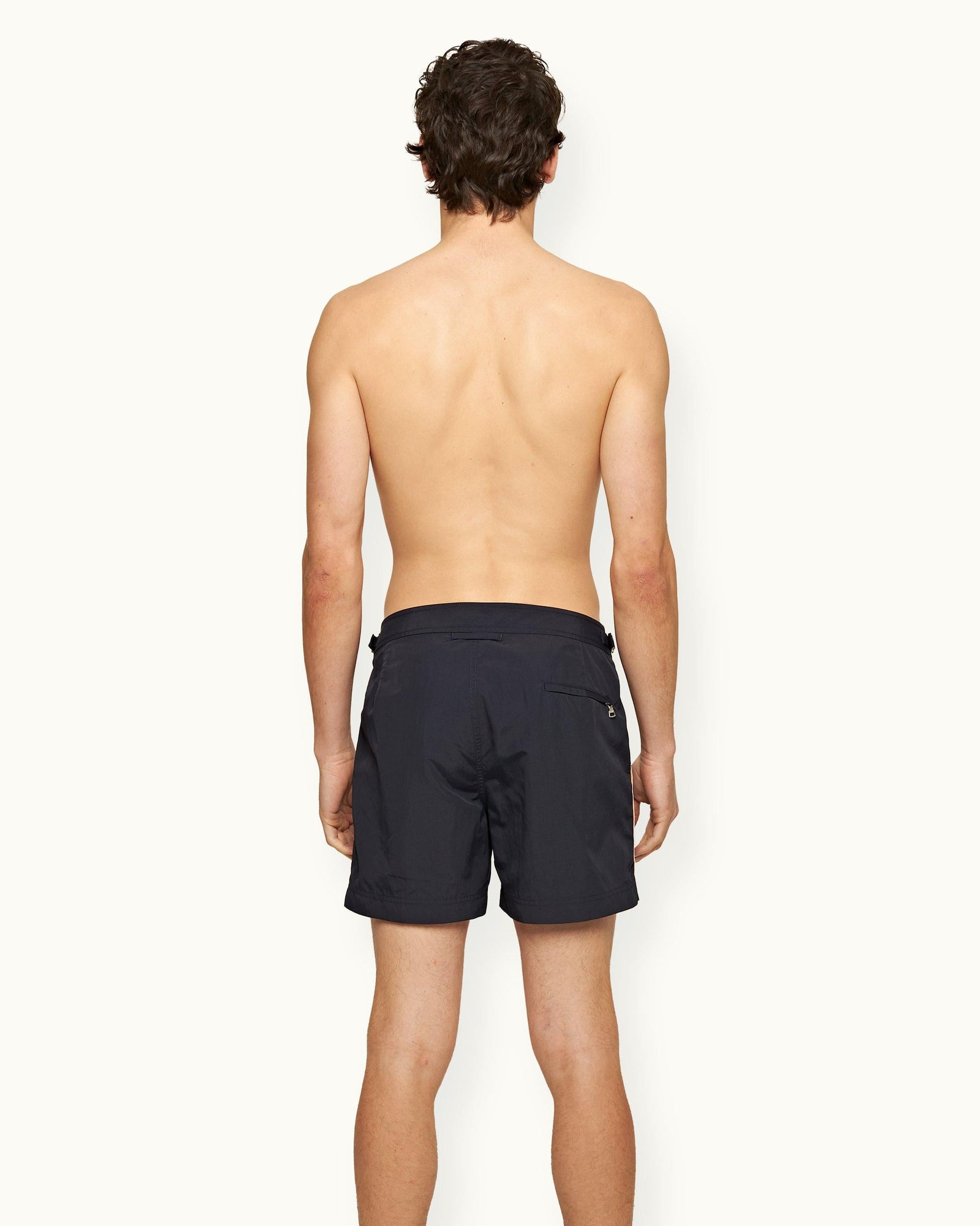 Shorter-Length Concealed OB Tape Swim Shorts In Night Iris Blue | Night Iris