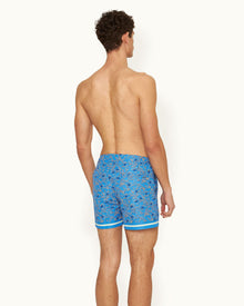 Setter Wonder Full Print Shorter-Length Swim Shorts Woven In France in Springfield Blue | Springfield Blue