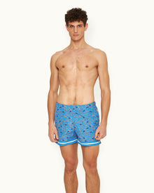 Setter Wonder Full Print Shorter-Length Swim Shorts Woven In France in Springfield Blue | Springfield Blue