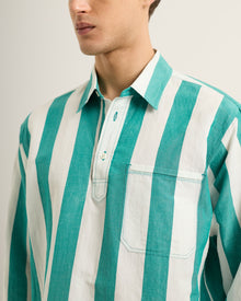 Men | Shanklin Stripe Shirt | Green/White Sand