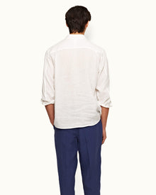 White Relaxed Fit Overhead Laundered Linen Shirt | White