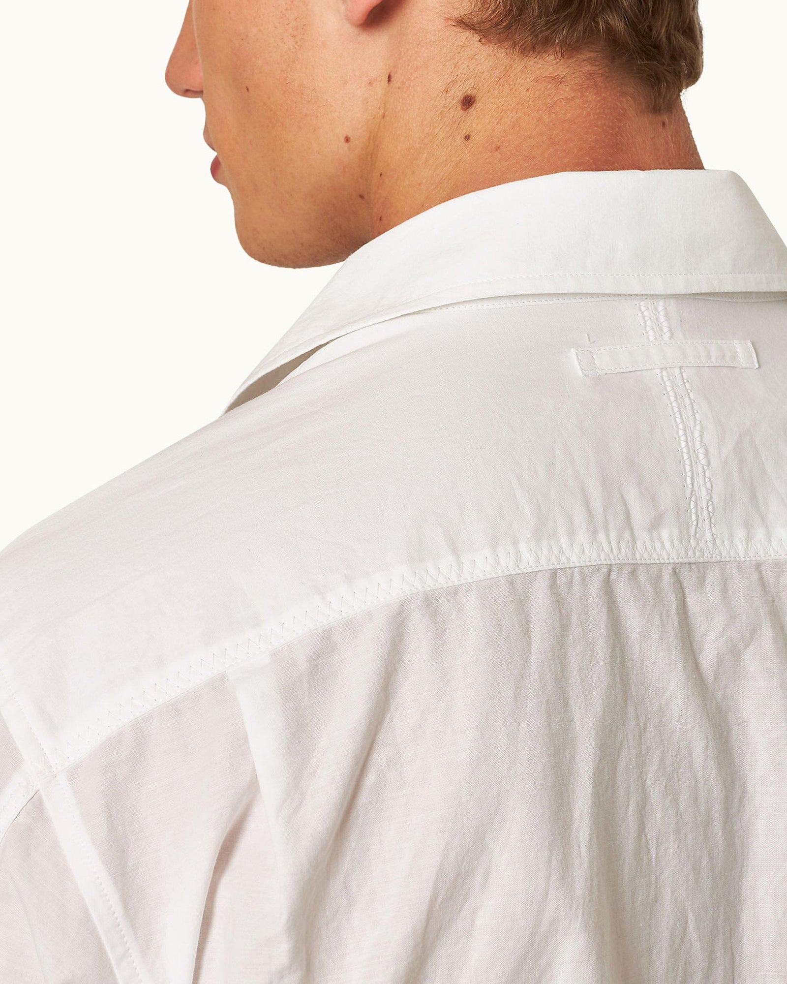 White Relaxed Fit Overhead Refined Cotton Shirt | White