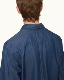 Shanklin Denim Washed Indigo Relaxed Fit Overhead Denim Shirt | Washed Indigo