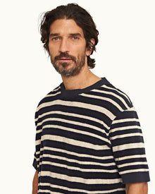 Night Iris/Matchstick Classic Stripe Cotton Towelling T-Shirt | Night Iris/Matchstick