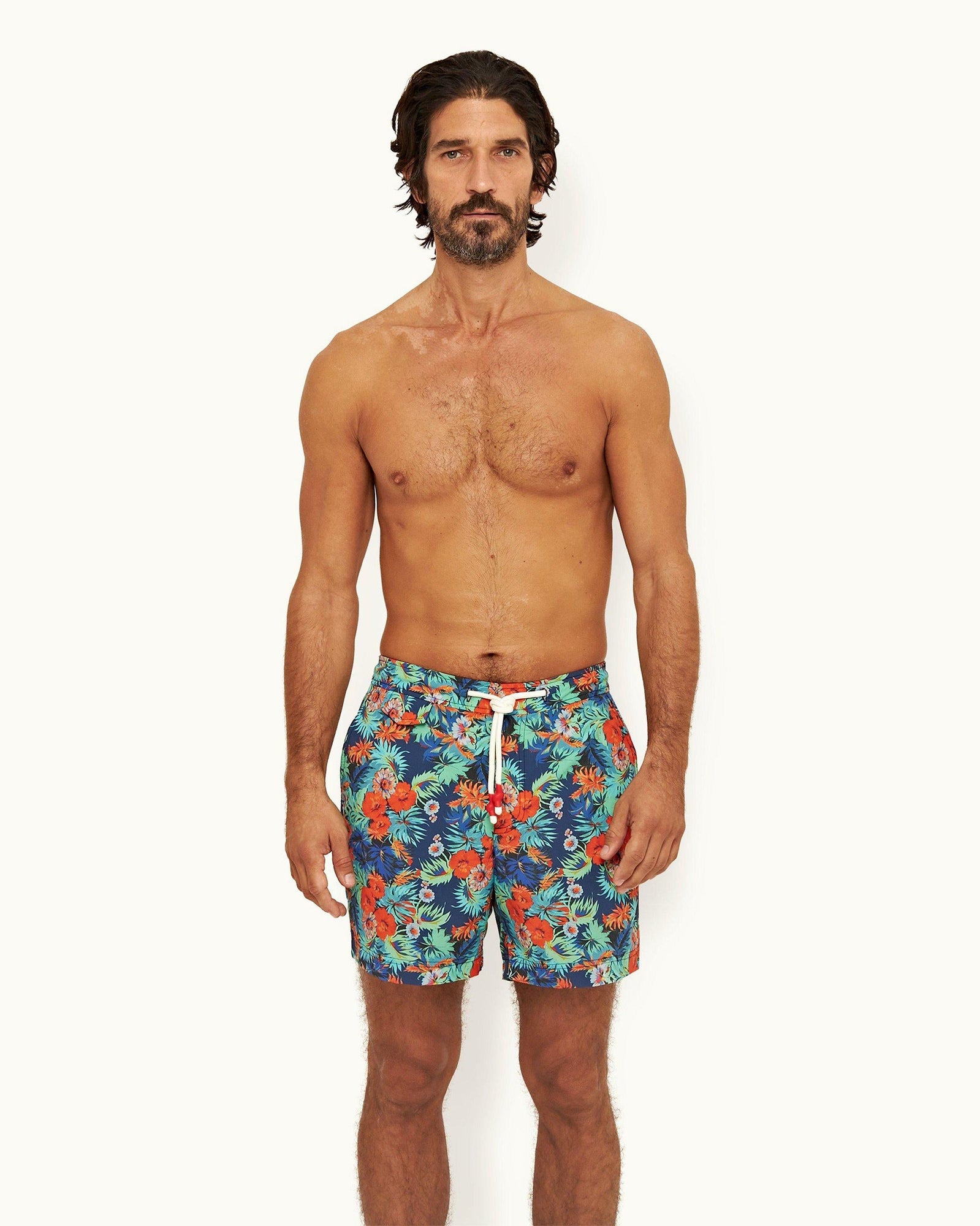 Multi Anemone Drawcord Mid-Length Swim Shorts | Multicolour
