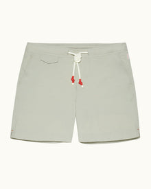 Cliff Grey Mid-Length O.B Stripe Drawcord Swim Shorts | Cliff Grey